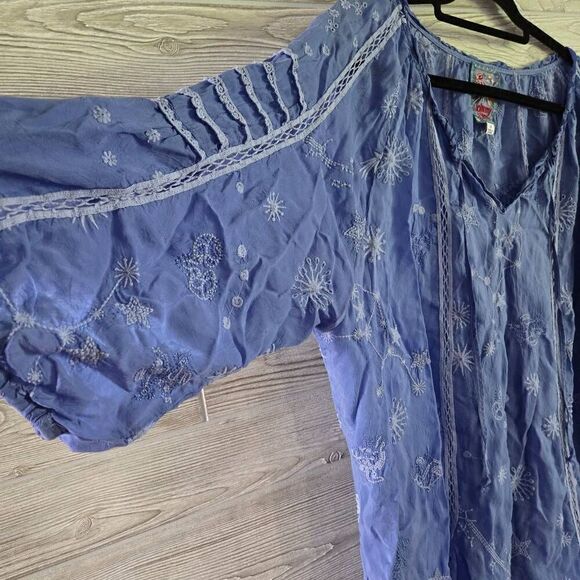 Johnny Was Celestin Neptune Blouse Top Womens SZ 2x Designer Cupra Rayon - Picture 4 of 9